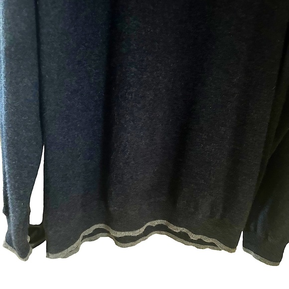 Hammacher Schlemmer Men's Light Navy Blue XXL Contrast Cashmere Washable Sweater - Picture 7 of 11